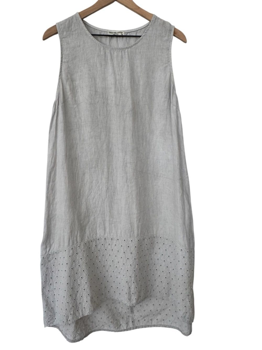 Terzo Millenio Light Gray 100% Linen Sleeveless Midi Dress - Sz M